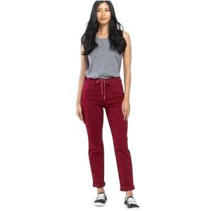 Judy Blue Pull On Double Cuff Joggers Pants Scarlet Stretch Transition Size 14W
